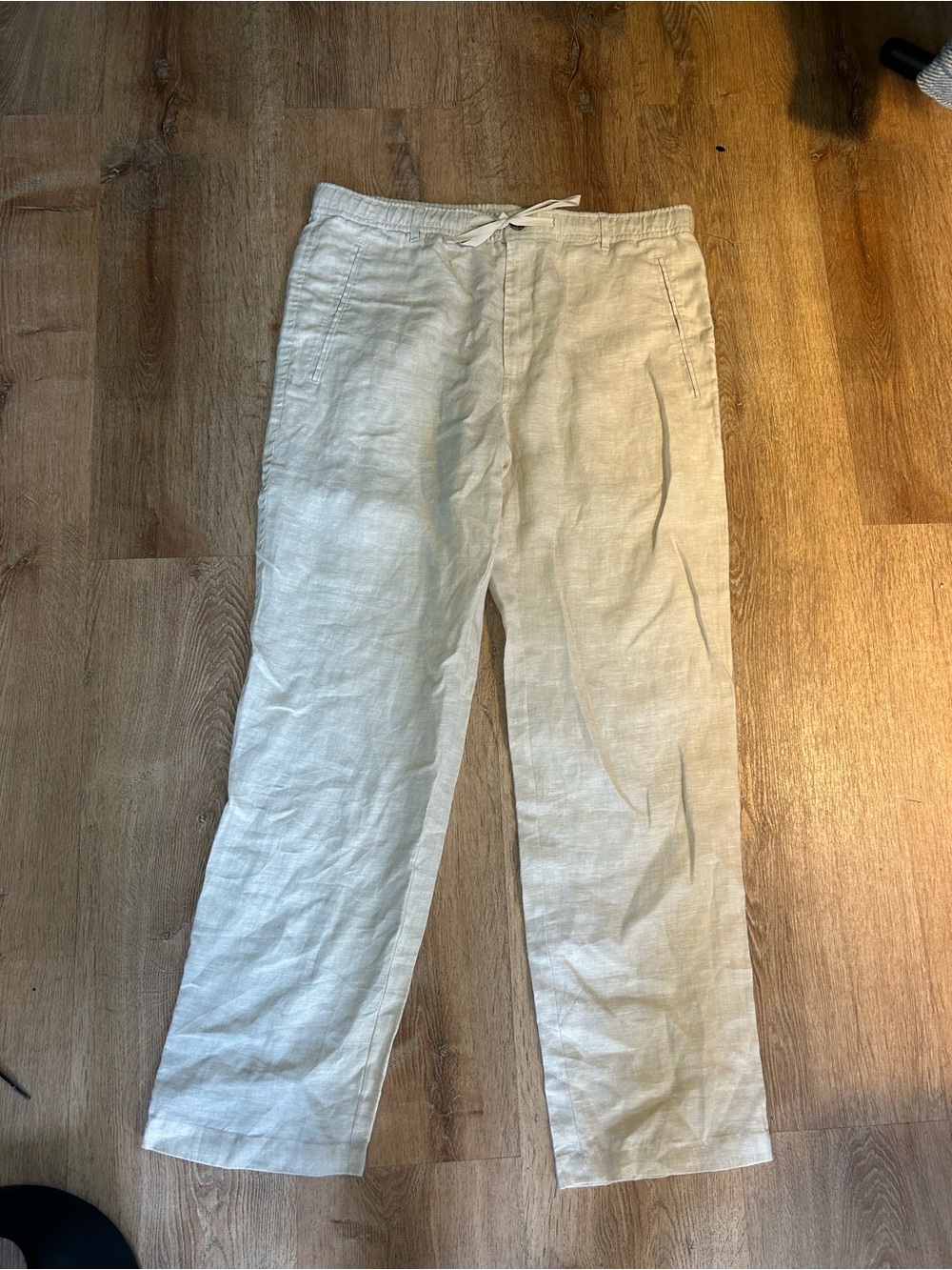 Club Room Cream Drawstring Linen Chinos